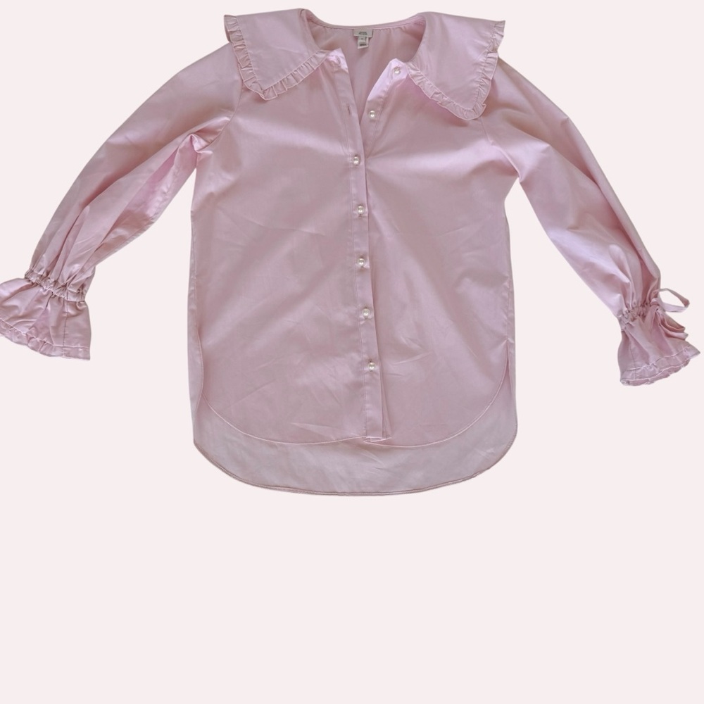 River Island Pink Ruffle Collar Blouse - Picture 2 of 7